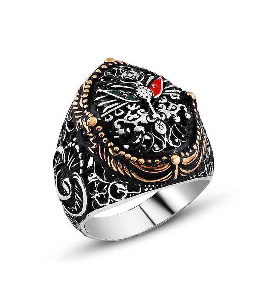 Gümüş Osmanlı Devlet Arması Erkek Yüzük