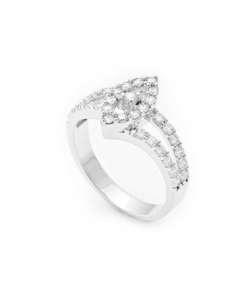 Gümüş Çok Taşlı Mekik Bayan Yüzük