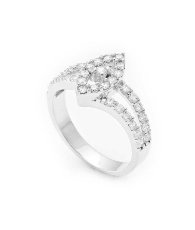 Gümüş Çok Taşlı Mekik Bayan Yüzük