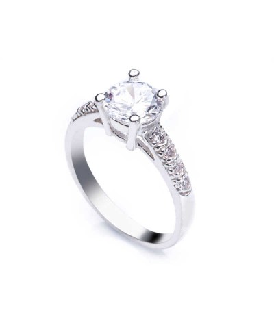 Gümüş Zirkon Tek Taş Bayan Yüzük