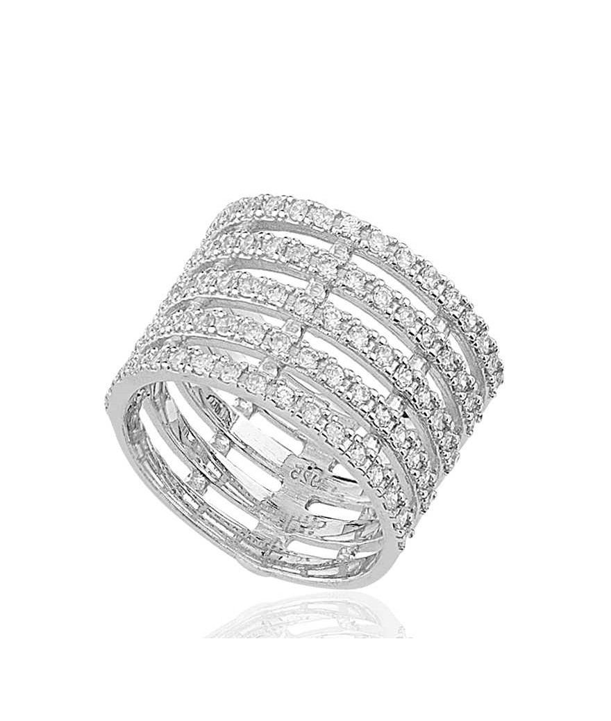 Gümüş Beş Sıra Taşlı Bayan Yüzük