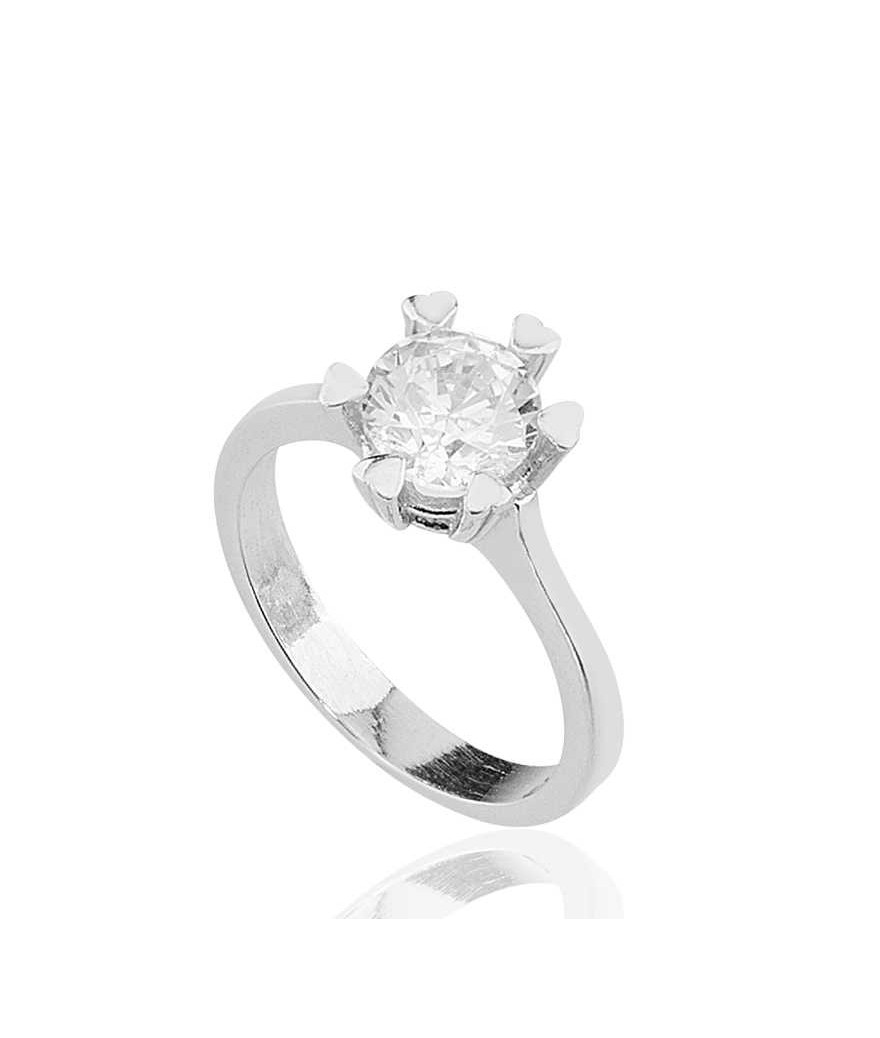 Gümüş Tek Taş Bayan Yüzük