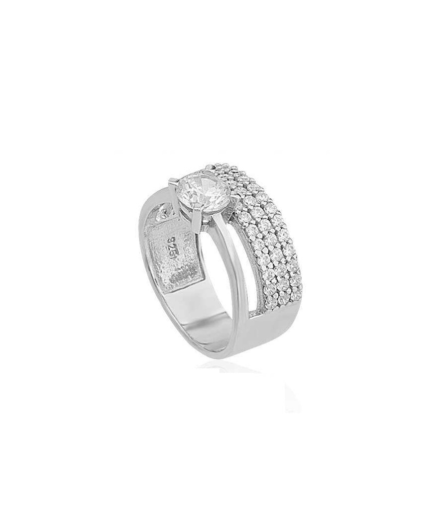 Gümüş Yarım Tur Tek Taş Bayan Yüzük