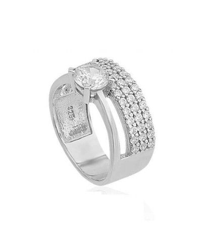 Gümüş Yarım Tur Tek Taş Bayan Yüzük