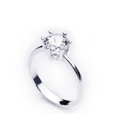 Gümüş Tek Taş Bayan Yüzük