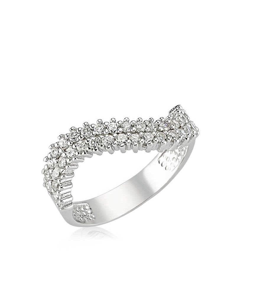 Gümüş Yarım Tur Bayan Yüzük