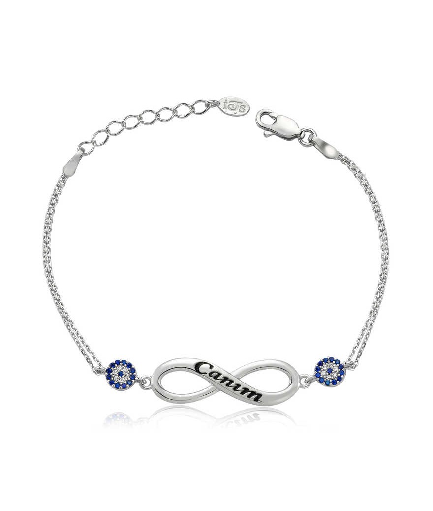 Gümüş Sonsuzluk Canım Yazılı Bayan Bileklik
