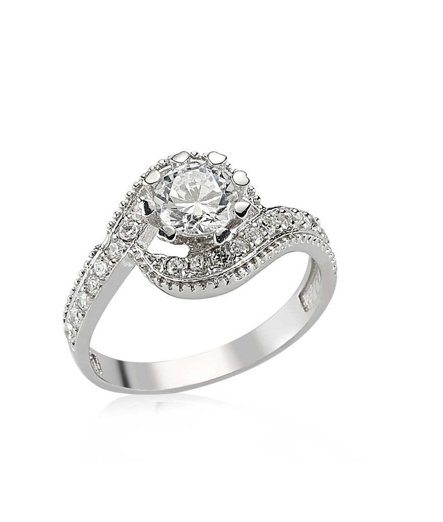 Gümüş Zirkon Tek Taş Bayan Yüzük