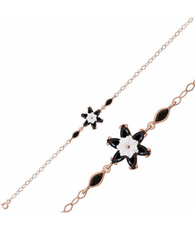 Gümüş Siyah Lotus Çiçeği Bileklik