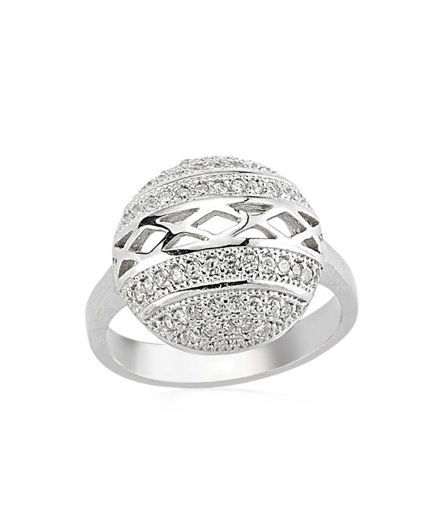 Gümüş Beyaz Taşlı Bayan Yüzük