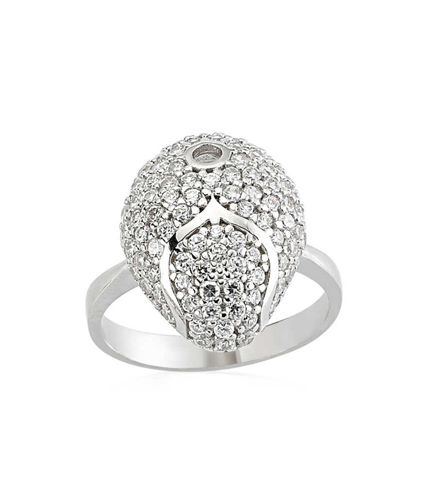 Gümüş Beyaz Taşlı Bayan Yüzük