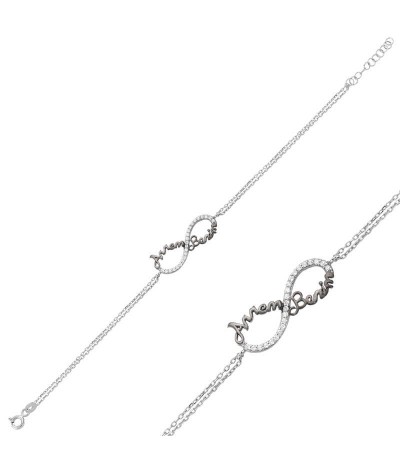 Gümüş Sonsuzluk Annem Benim Bileklik