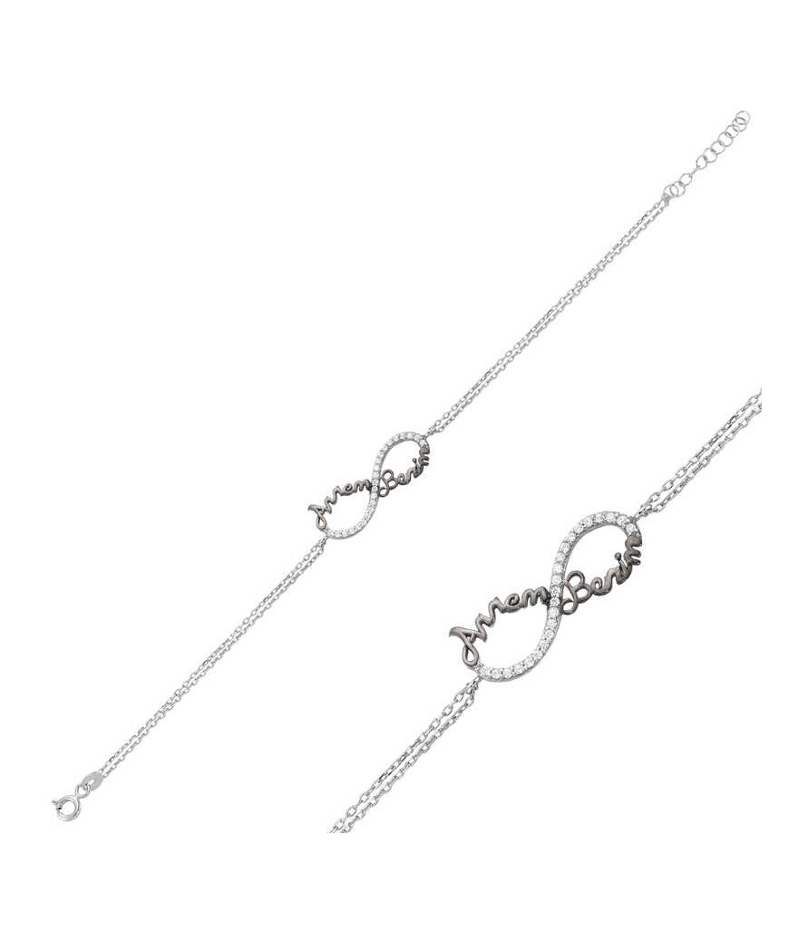 Gümüş Sonsuzluk Annem Benim Bileklik