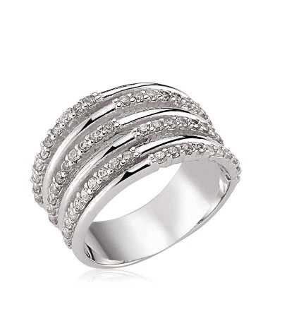 Gümüş Sıra Taşlı Bayan Yüzük