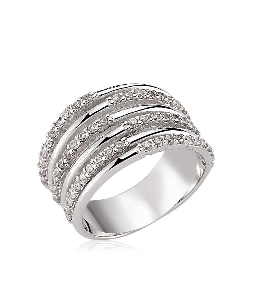 Gümüş Sıra Taşlı Bayan Yüzük