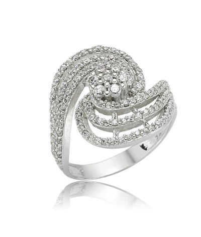 Gümüş Zirkon Taşlı Çiçek Bayan Yüzük