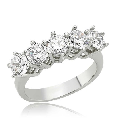 Gümüş 5 Taş Bayan Yüzük