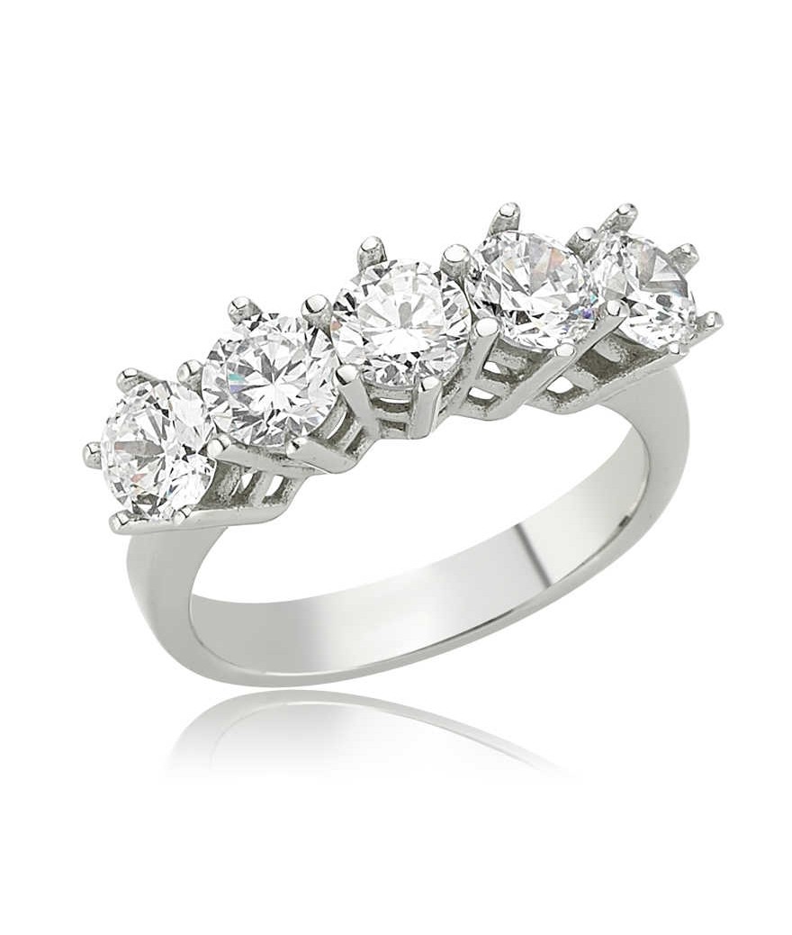 Gümüş 5 Taş Bayan Yüzük