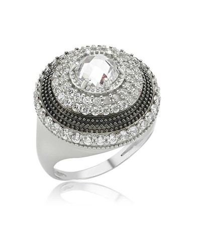 Gümüş Çok Taşlı Bayan Yüzük