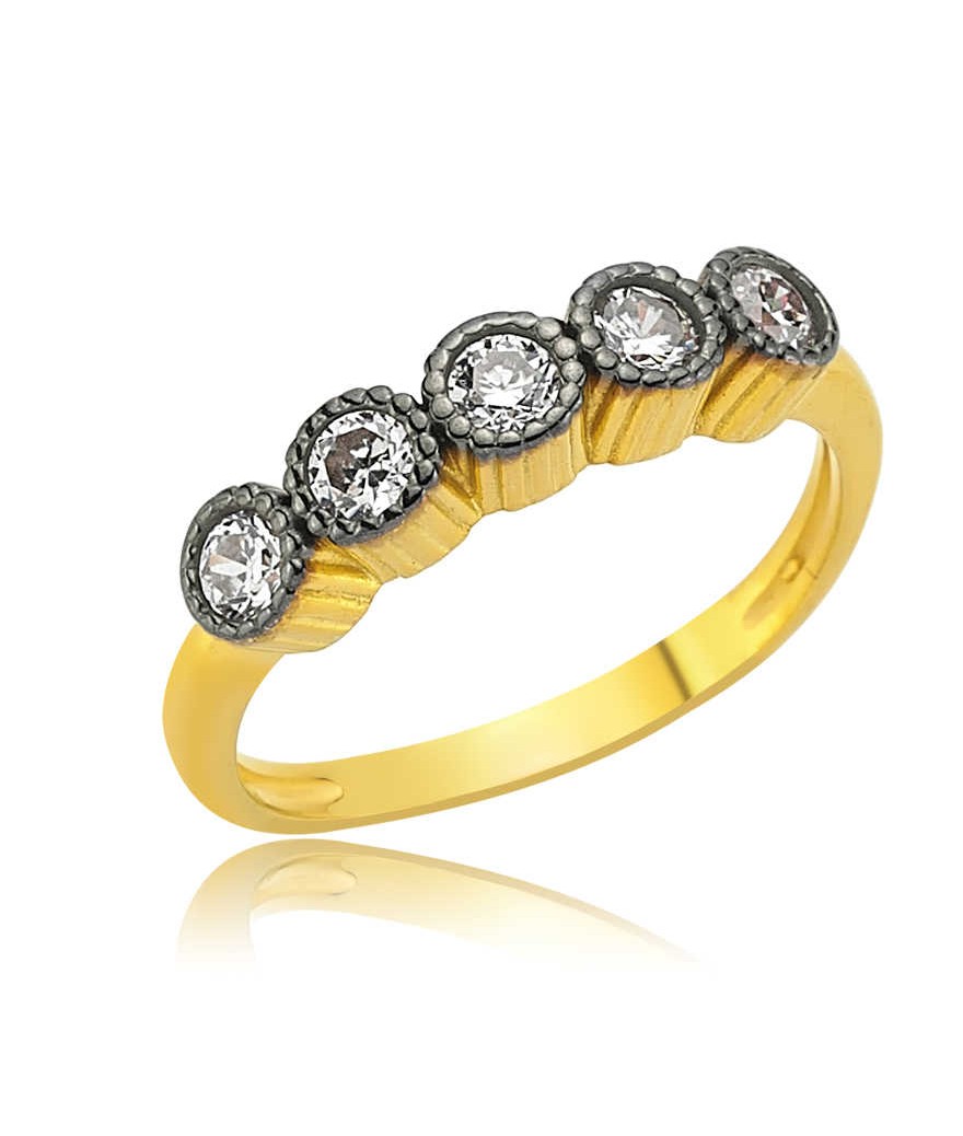 Gümüş 5 Taş Bayan Yüzük