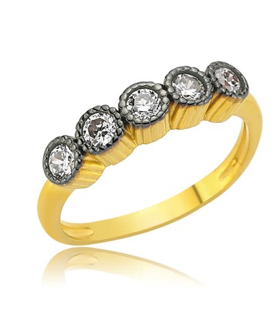 Gümüş 5 Taş Bayan Yüzük