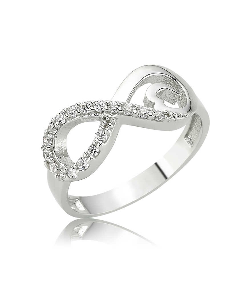 Gümüş Kalpli Sonsuzluk Bayan Yüzük