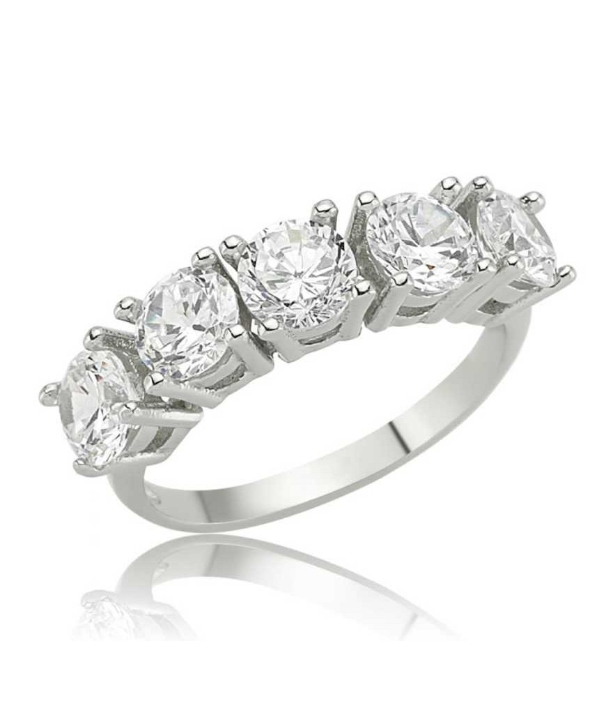 Gümüş 5 Taş Bayan Yüzük