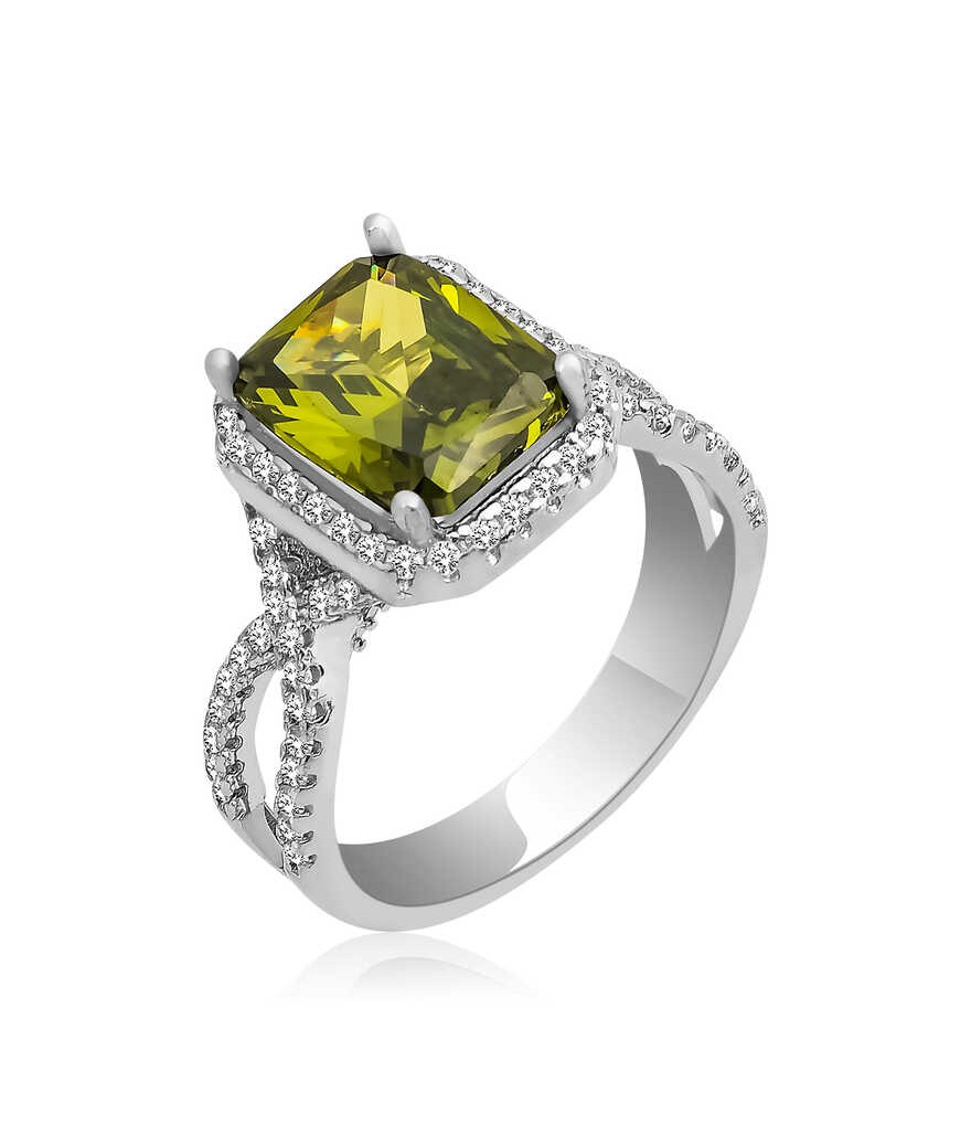 ​Gümüş Yeşil Baget Bayan Yüzük