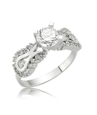 Gümüş Lale Tek Taş Bayan Yüzük