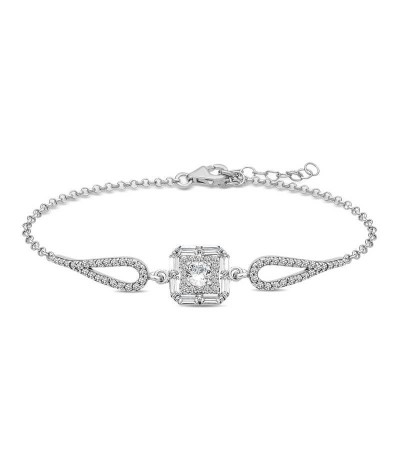 ​Gümüş Baget Taşlı Bileklik