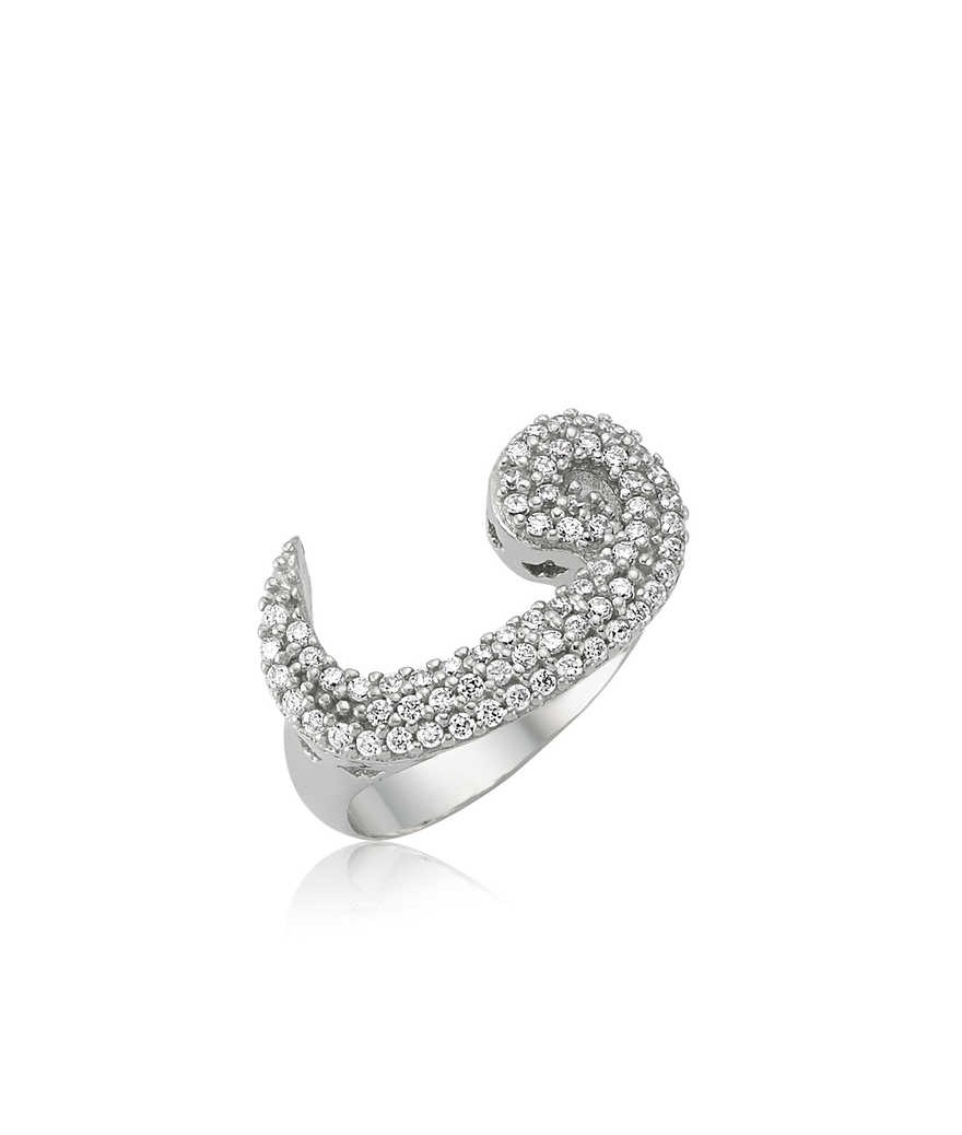 Gümüş Beyaz Vav Bayan Yüzük