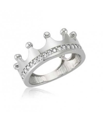 Gümüş Kraliçe Tacı Bayan Yüzük