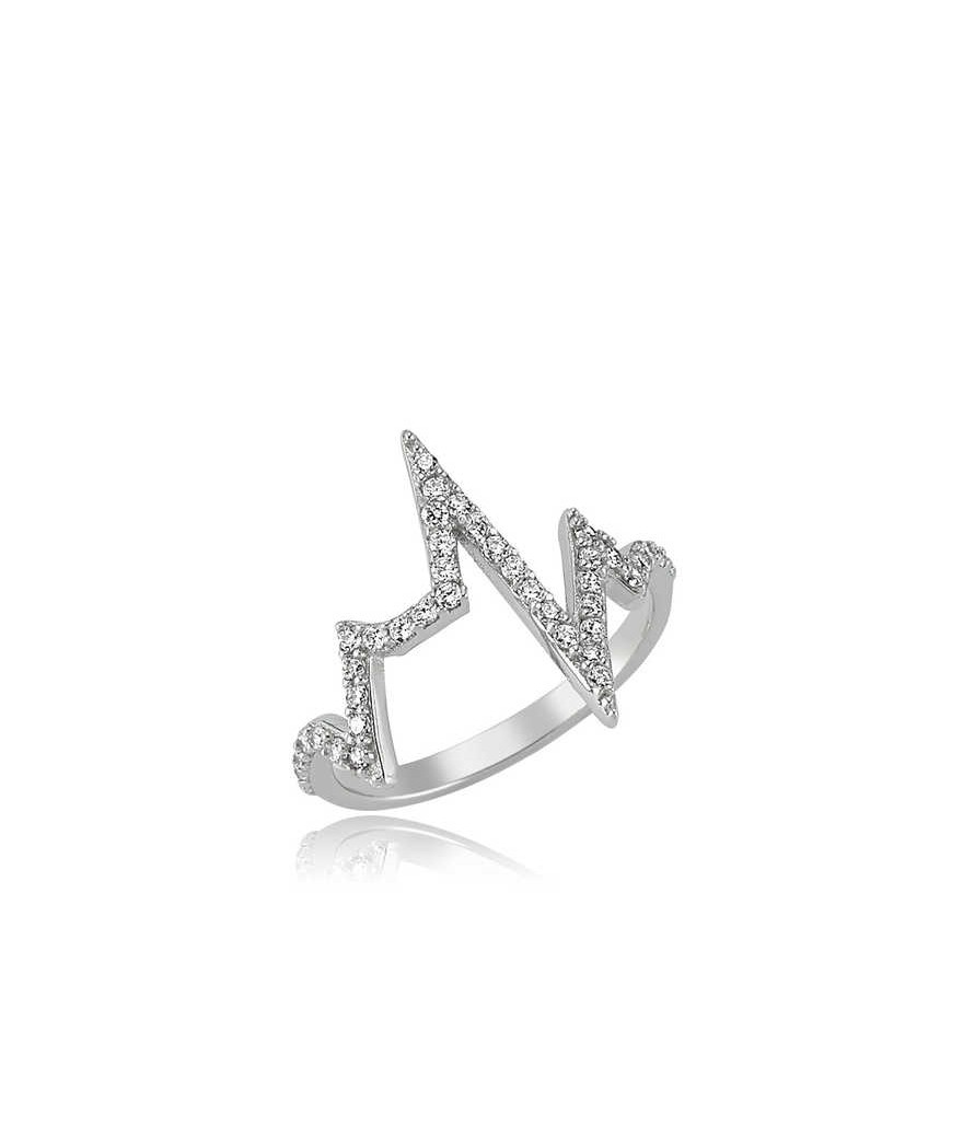 Gümüş Kalp Ritmi Bayan Yüzük