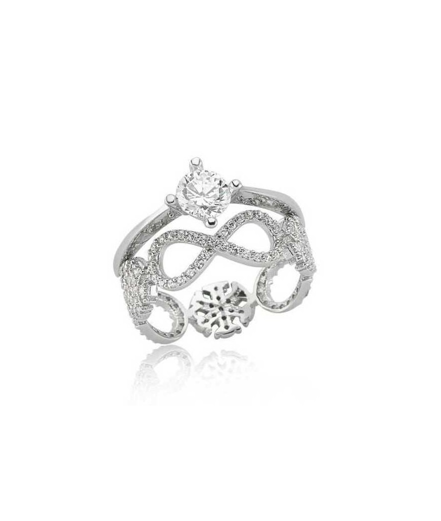 Gümüş Çift Taraflı Sonsuzluk Tek Taş Yüzük