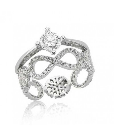 Gümüş Çift Taraflı Sonsuzluk Tek Taş Yüzük