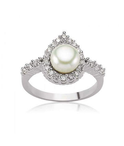 Gümüş Damla İnci Bayan Yüzük