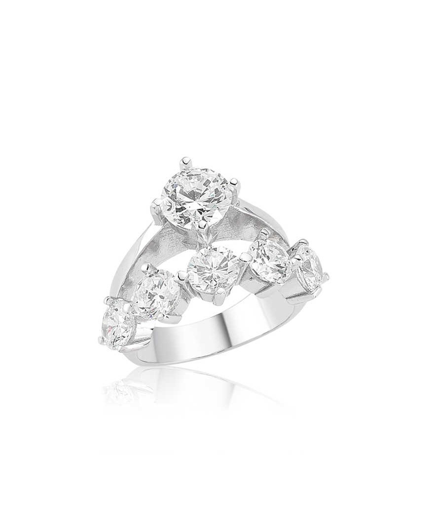 Gümüş 5 Sıra Tek Taş Bayan Yüzük