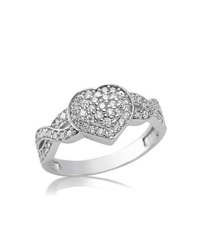 Gümüş Sonsuzluk Kalp Bayan Yüzük