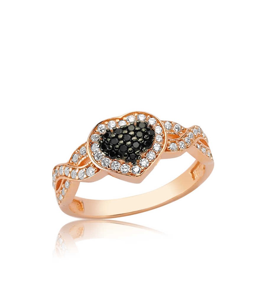 Gümüş Siyah Sonsuzluk Kalp Bayan Yüzük