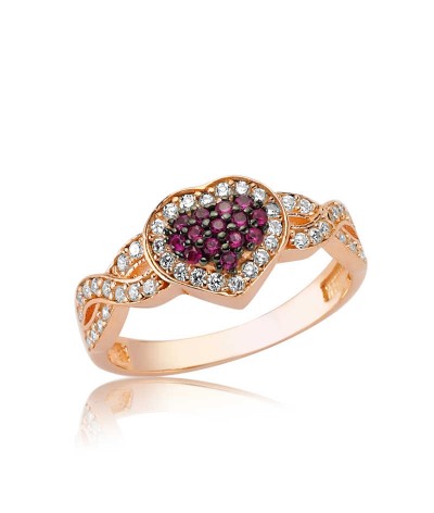 Gümüş Pembe Sonsuzluk Kalp Bayan Yüzük