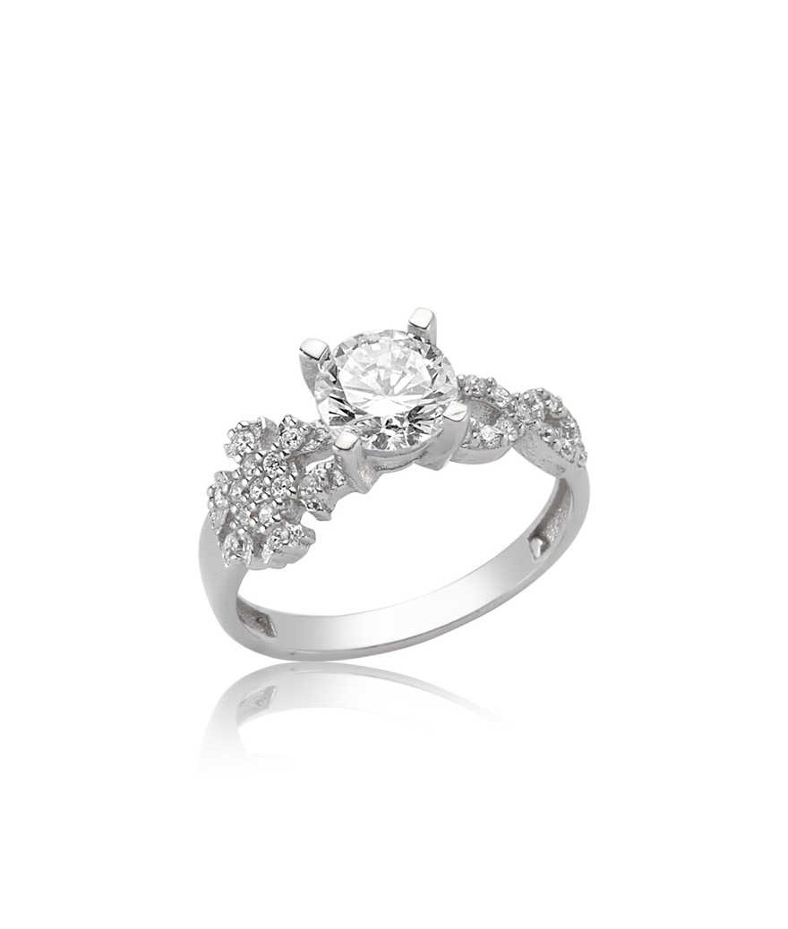 Gümüş Kar Tanesi Sonsuzluk Tek Taş Bayan Yüzük