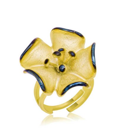 Gümüş Sarı Çiçek Bayan Yüzük