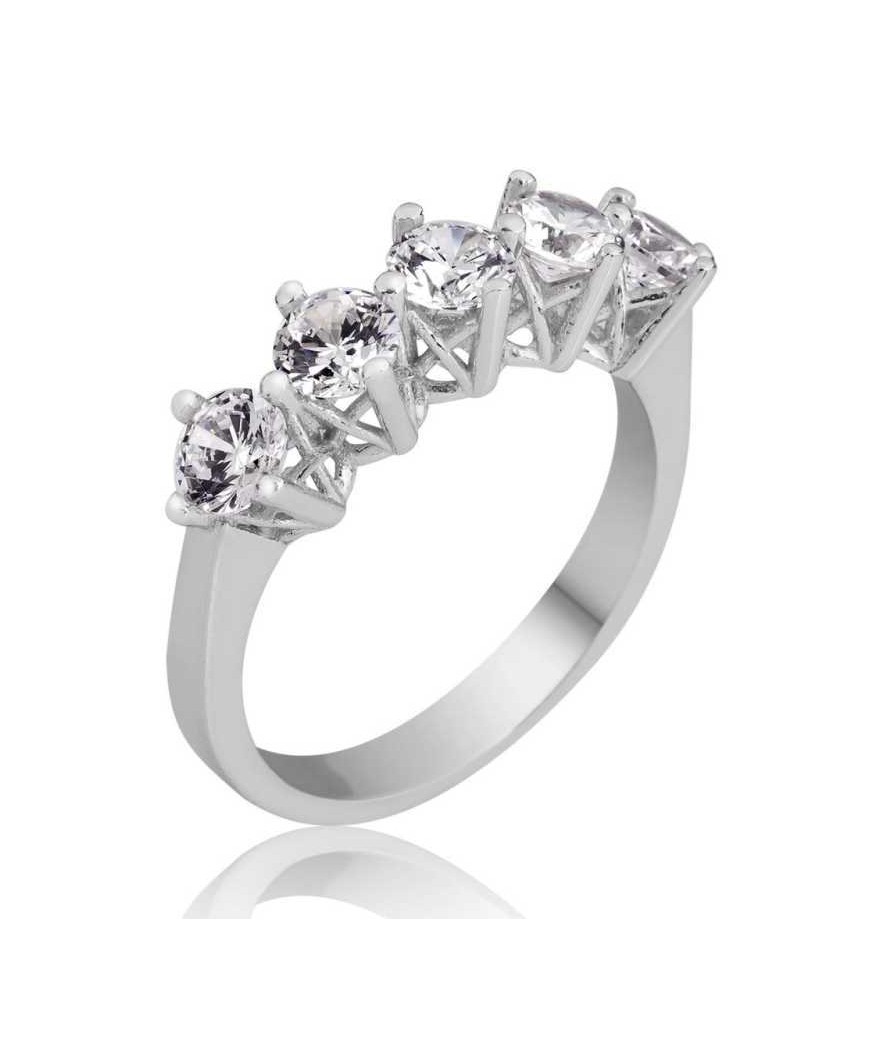 Gümüş 5 Taş Bayan Yüzük