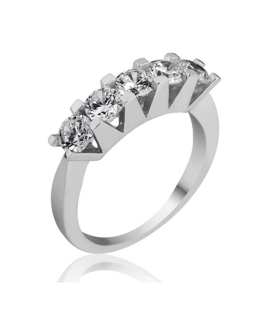 Gümüş 5 Taş Bayan Yüzük