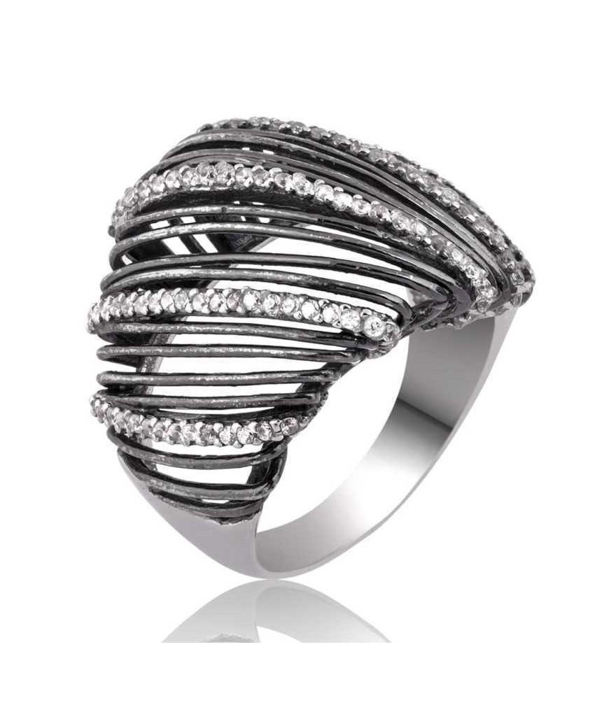 Gümüş Beyaz Taşlı Bayan Yüzük