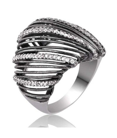 Gümüş Beyaz Taşlı Bayan Yüzük