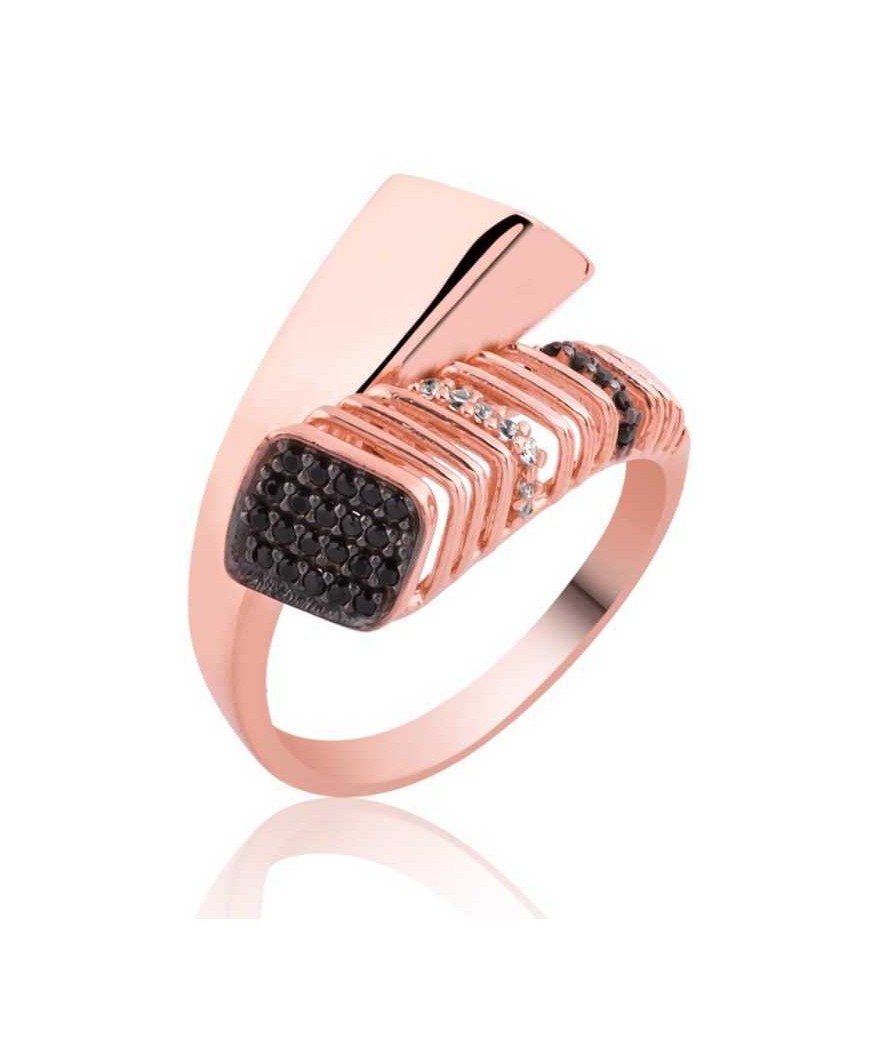 Gümüş Siyah Taşlı Bayan Yüzük