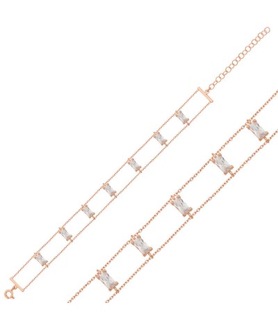 Gümüş Baget Taşlı Bayan Bileklik