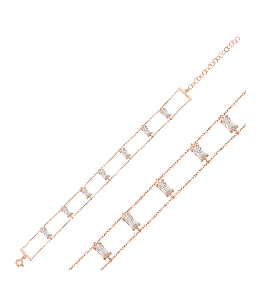 Gümüş Baget Taşlı Bayan Bileklik