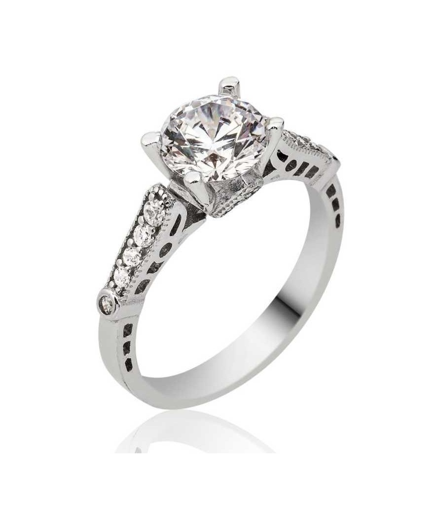 Gümüş Tek Taş Bayan Yüzük